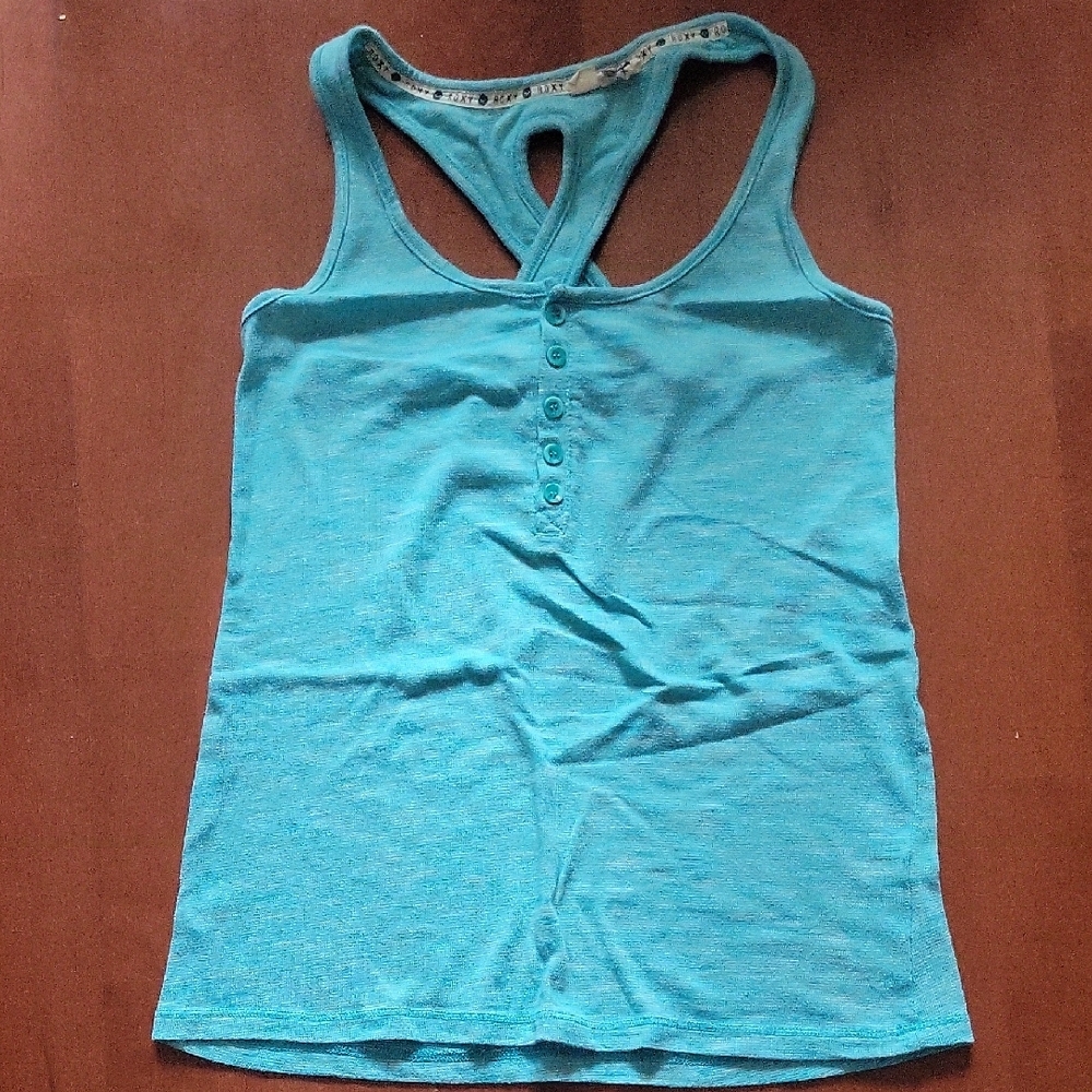 Roxy Blue Fitted Cut Out Sleeveless Tank Top